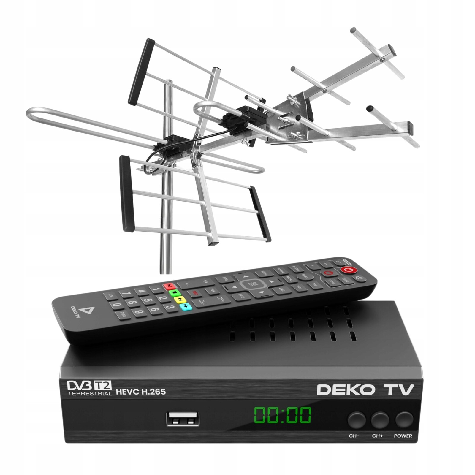 Tuner Dekodér DVBT2 DekoTV Pro Anténa pro pozemní Tv Dvbt 2 Sada