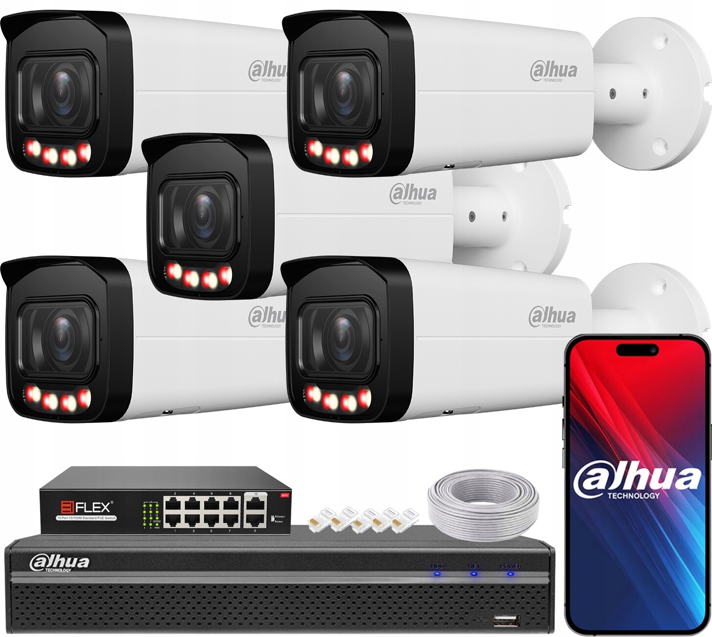 Sada pro monitorování Dahua pro 5 kamer Ip 6Mpx IPC-HFW2649T-ZAS-IL TiOC