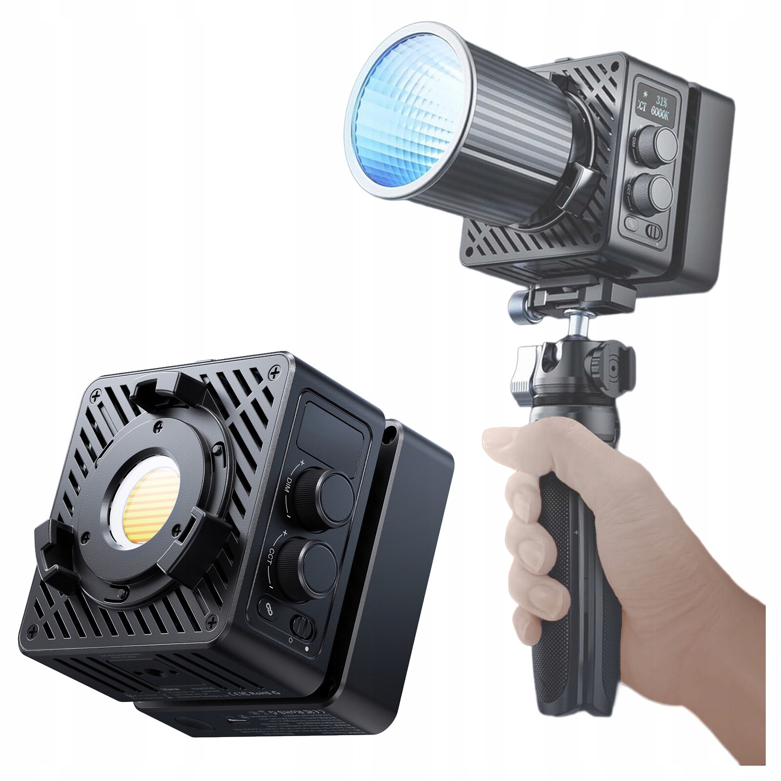 Ulanzi Led video lampa EC65 Bluetooth 8000 Lux napájecí adaptér a sada nástavců