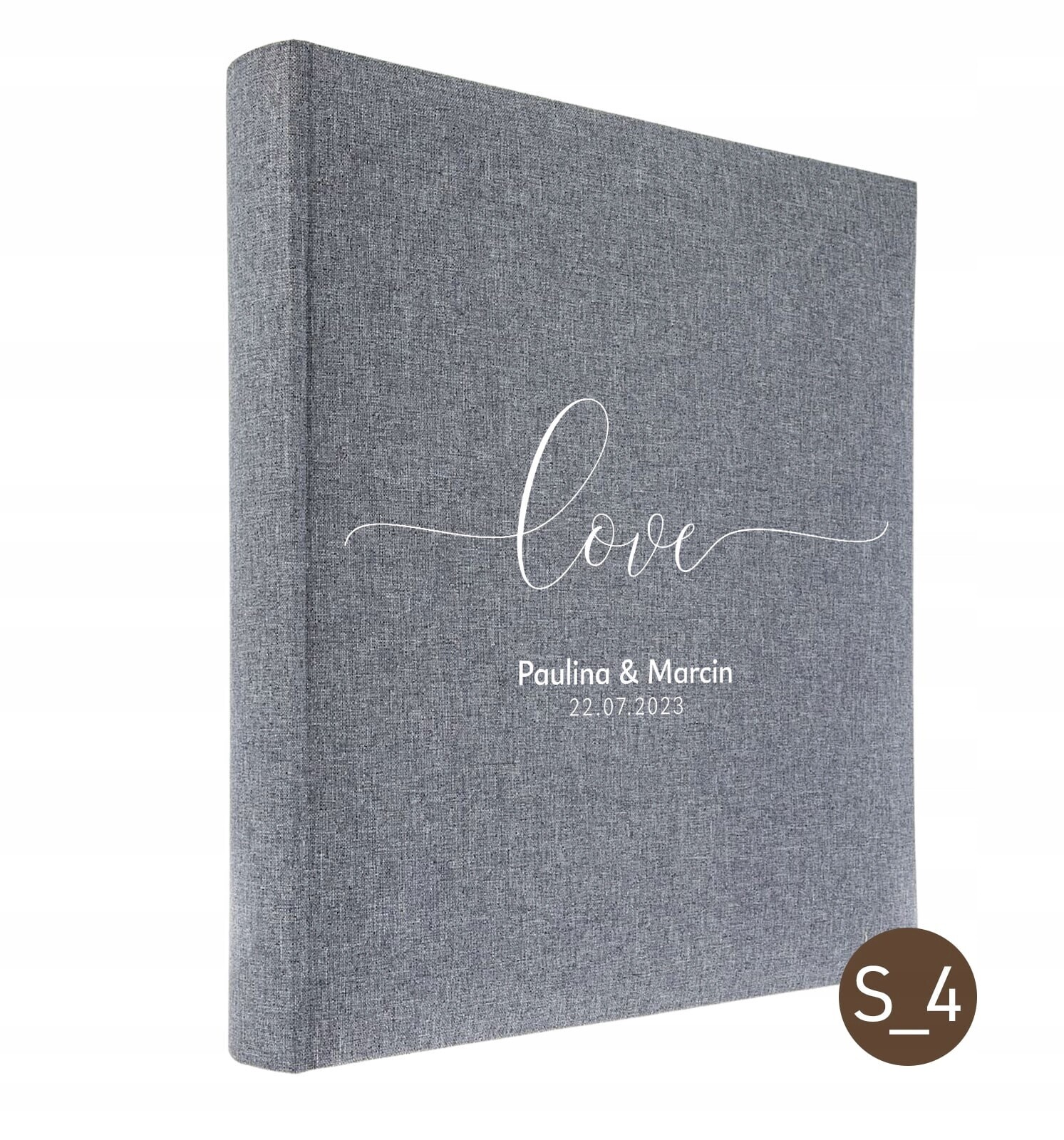 Tradiční album 100 stran ecru Linen Grey, svatební personalizace