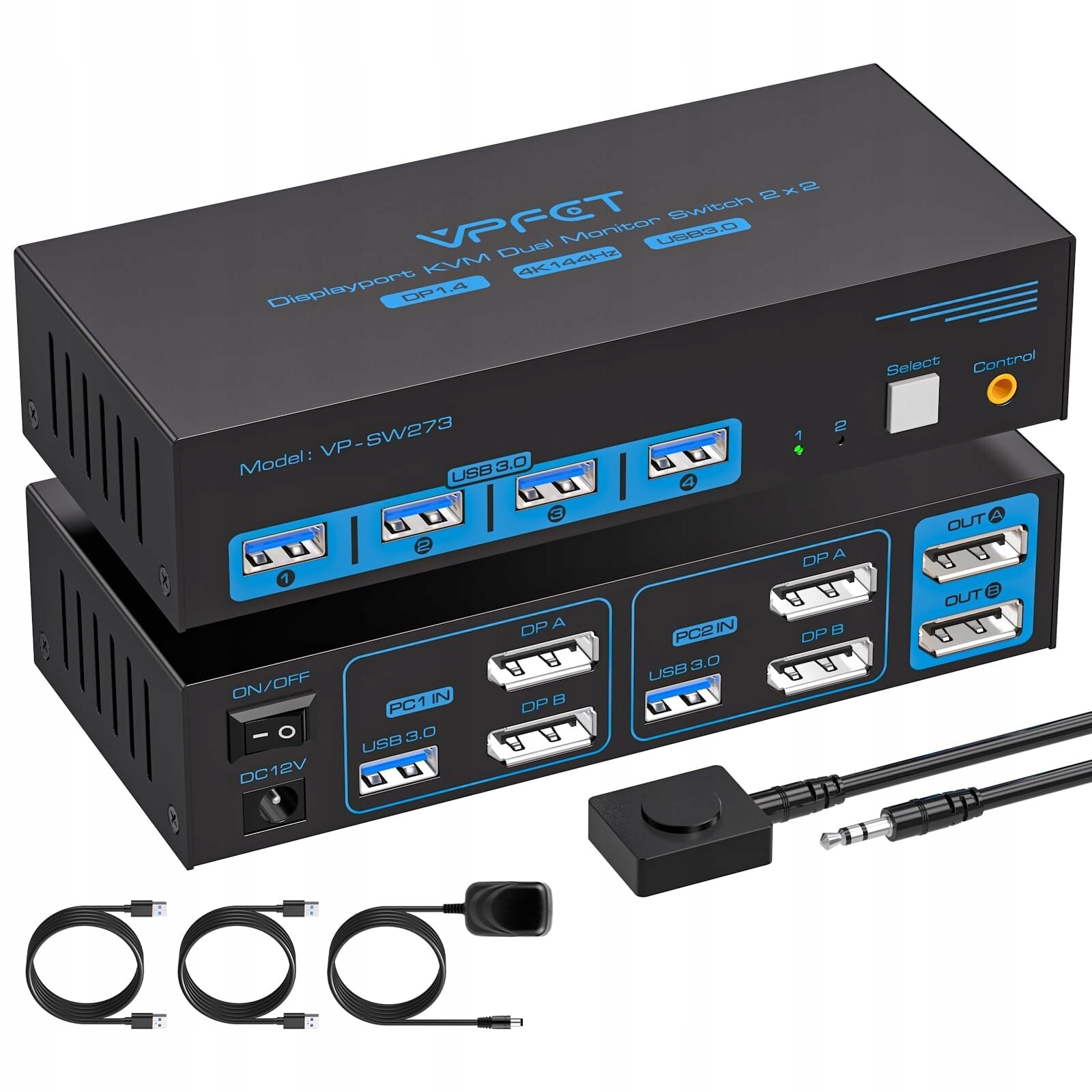 Ailvlvng 4K 144Hz Kvm Switch 2 Pc 2 Usb 3.0 monitory