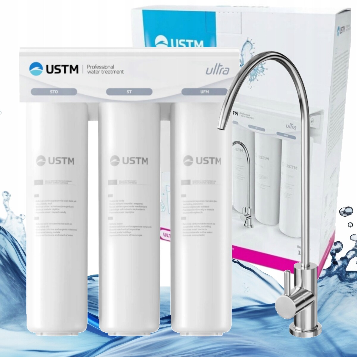 Kuchyňský filtr změkčovač vody antibakteriální Ustm Ultra chromový výtok