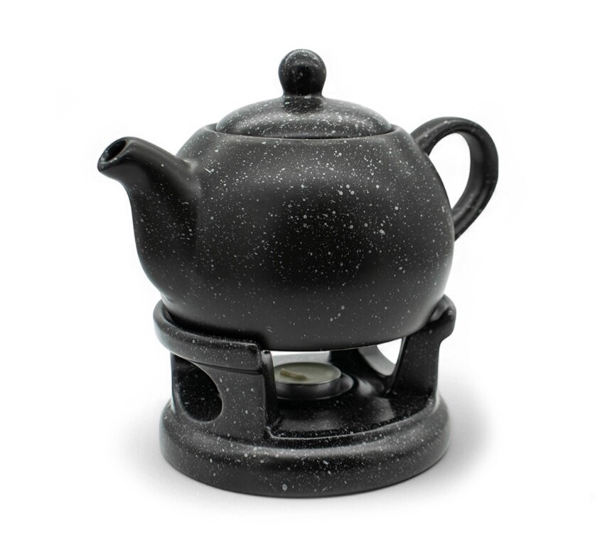 BELLA FIORE Konvice porcelán 1000ml s ohřívačem  BELLA černá mramor