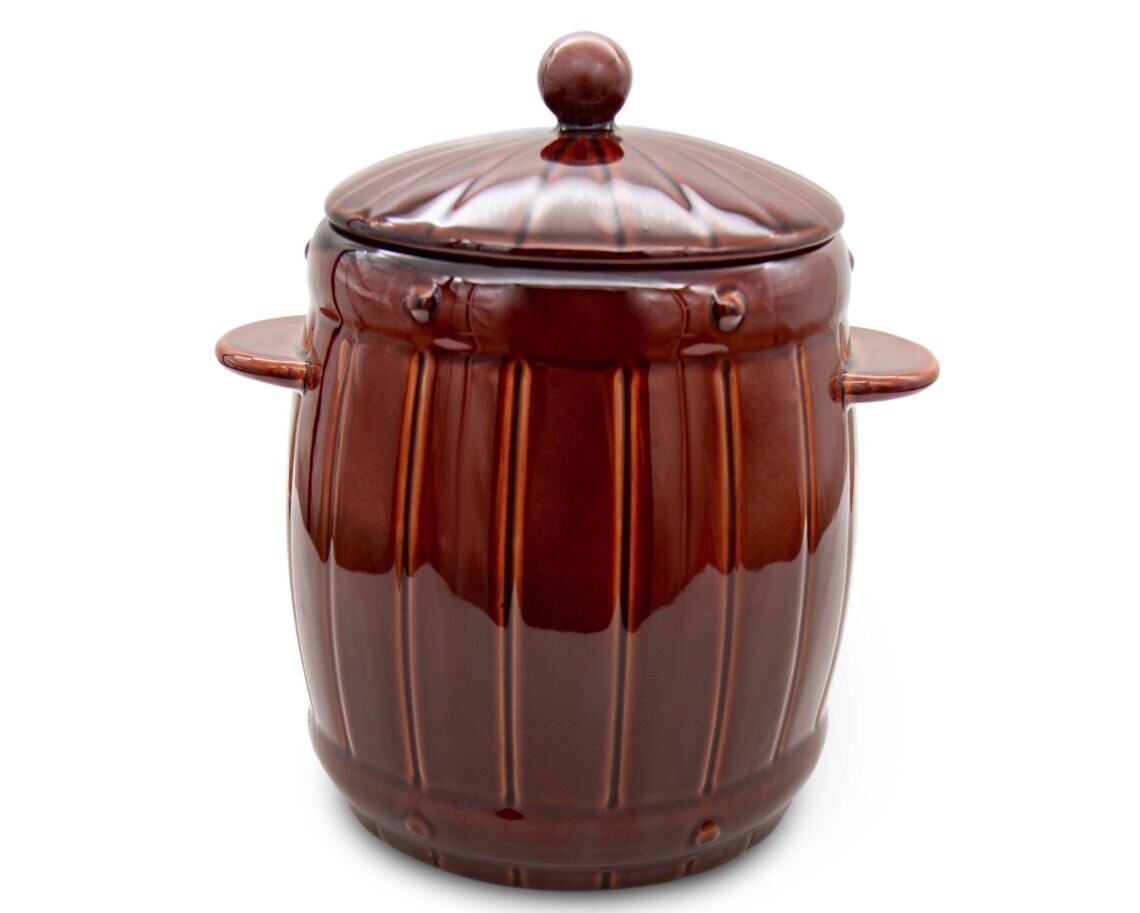 BELLA FIORE Sud na zelí a kvašáky keramický  6L soudek BROWN