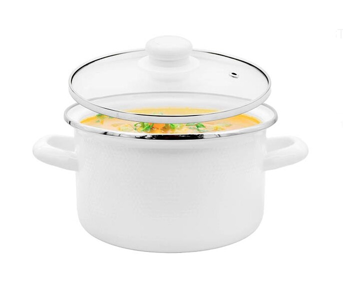 MEYERHOFF Hrnec smalt ¤18cm 3L s poklicí  3D bílá