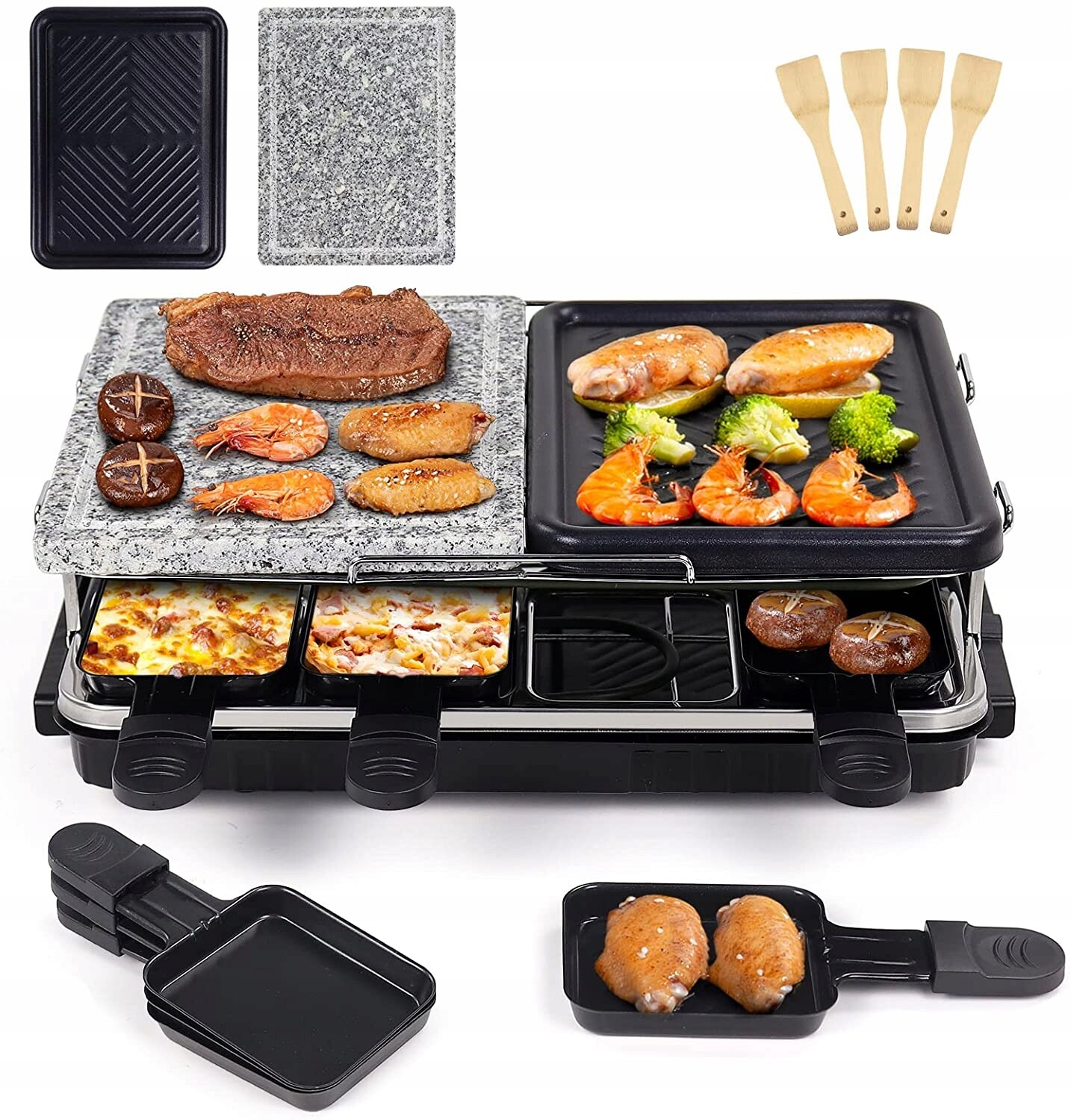 Raclette elektrický gril Hengoo SC-507-1 černý 1300 W