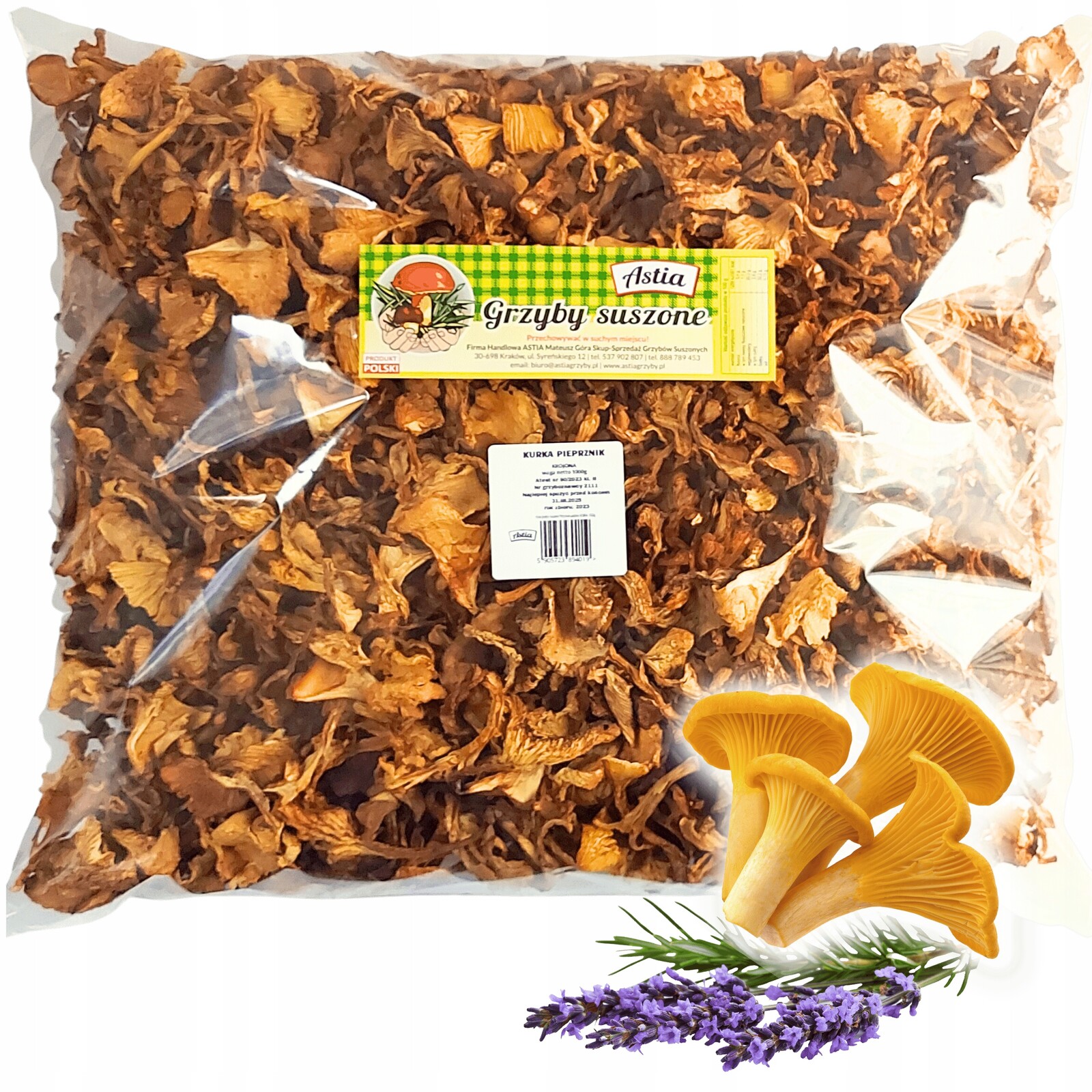 Sušené lišky, sušené houby 1 kg krájená sušená liška Atest Polsko 2024