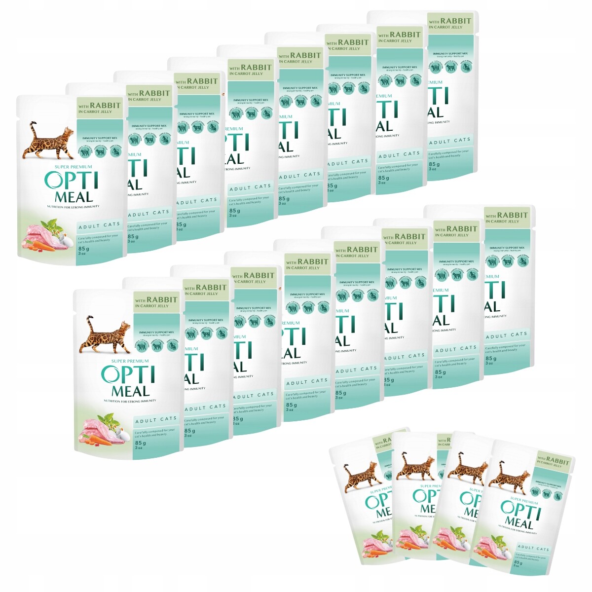 Vlhké krmivo pro kočky králík a mrkev 36+12-85 g Optimeal Premium