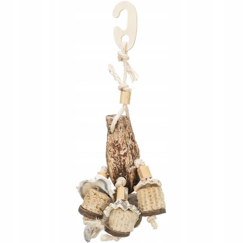 Veselé mušle dřevěná hračka pro malé papoušky