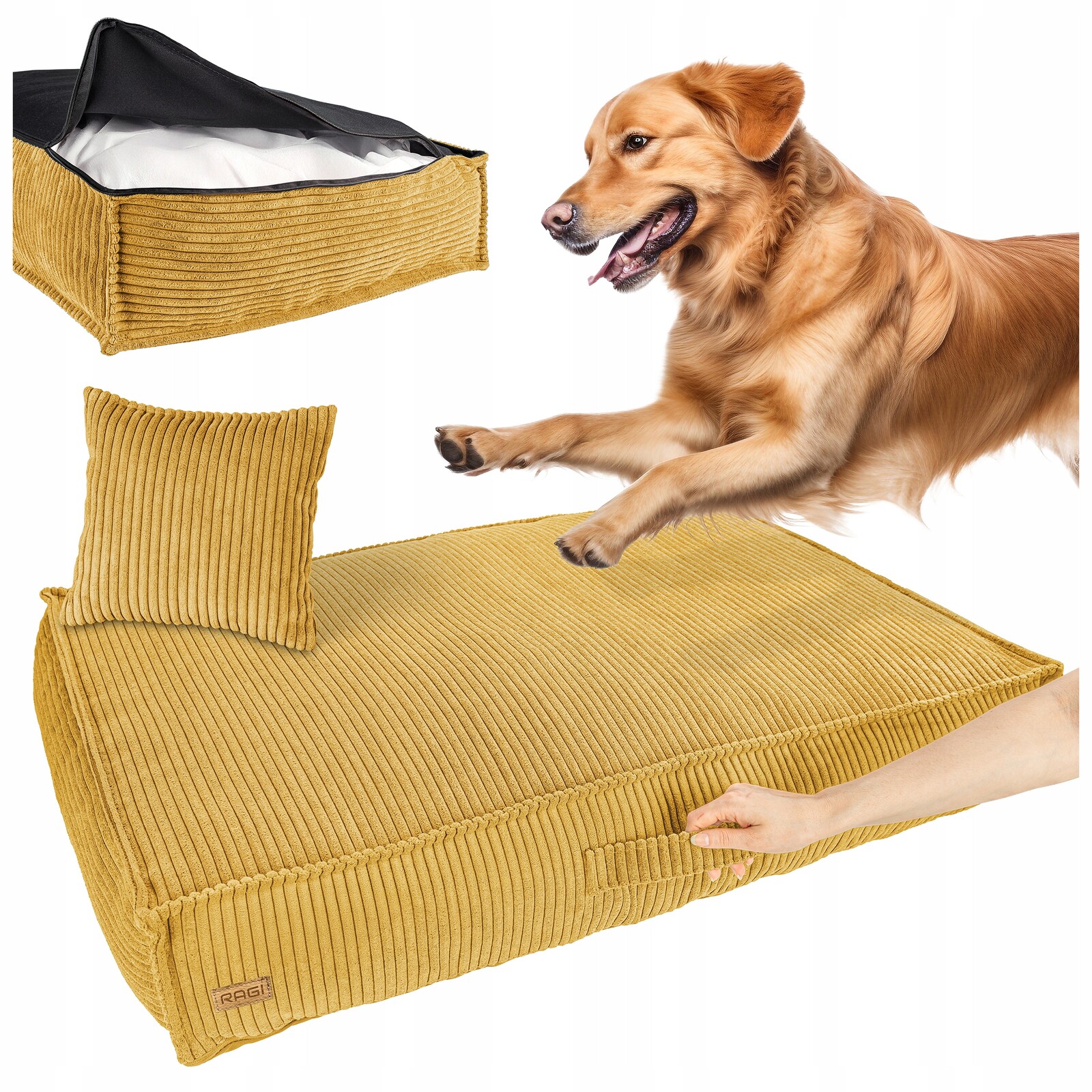 Pelíšek pro psa Velké lůžko Matrace Potah pro psa Žluté XL 100x70 cm