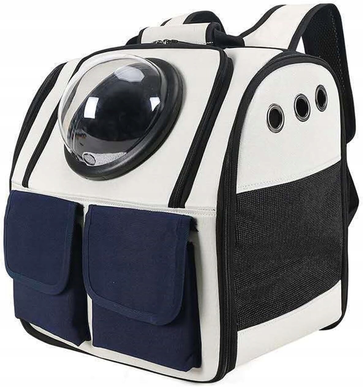 Přepravka pro kočky, batoh s ventilací 37 cm x 25 cm x 38 cm, bílá