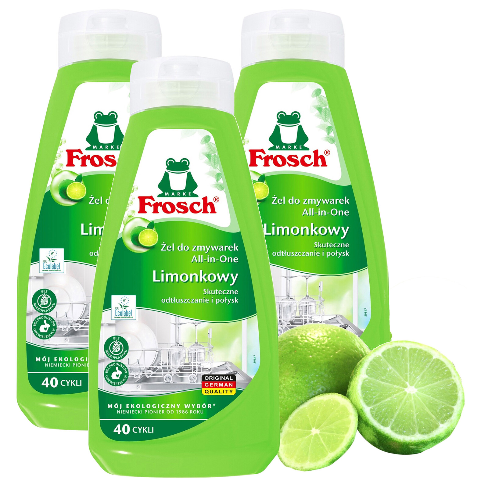 Frosch Limetkový gel na mytí nádobí v myčce nádobí 3 x 650 ml