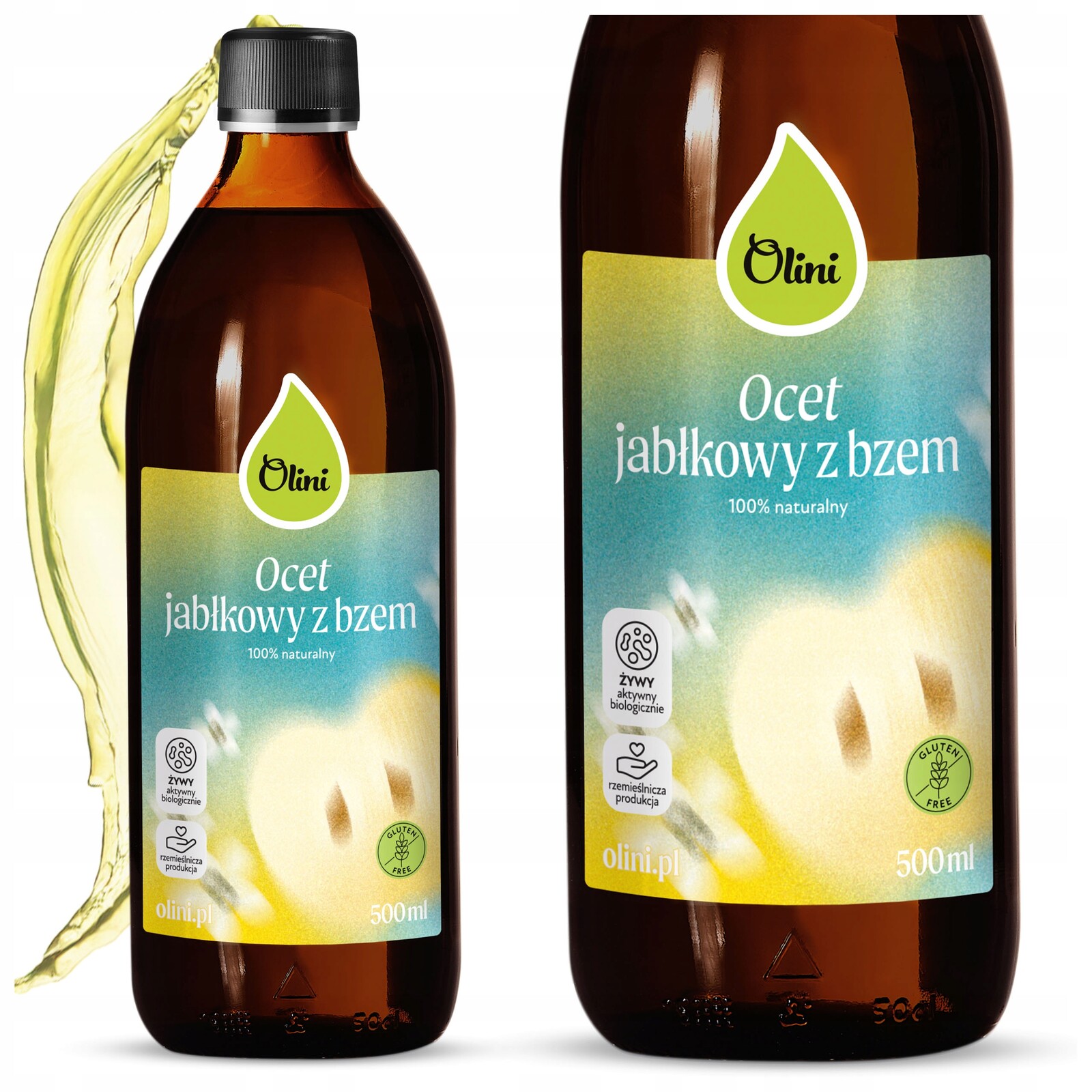 Jablečný ocet s květem bezu Nepasterizovaný Snižuje chuť k jídlu 500 ml Olini