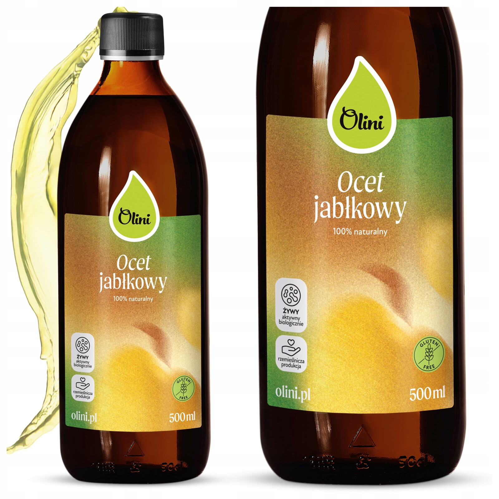 Jablečný ocet nefiltrovaný nepasterizovaný 100% přírodní Olini 500 ml