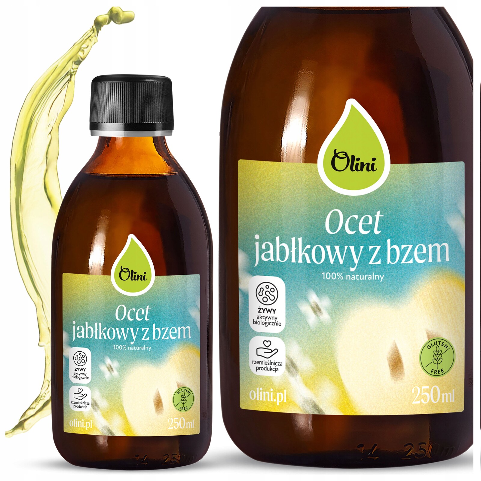 Jablečný ocet s květem bezu Nepasterizovaný Snižuje chuť k jídlu 250 ml Olini