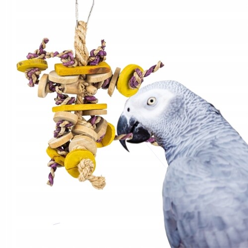 Veselý Woody hračka pro malé a střední papoušky