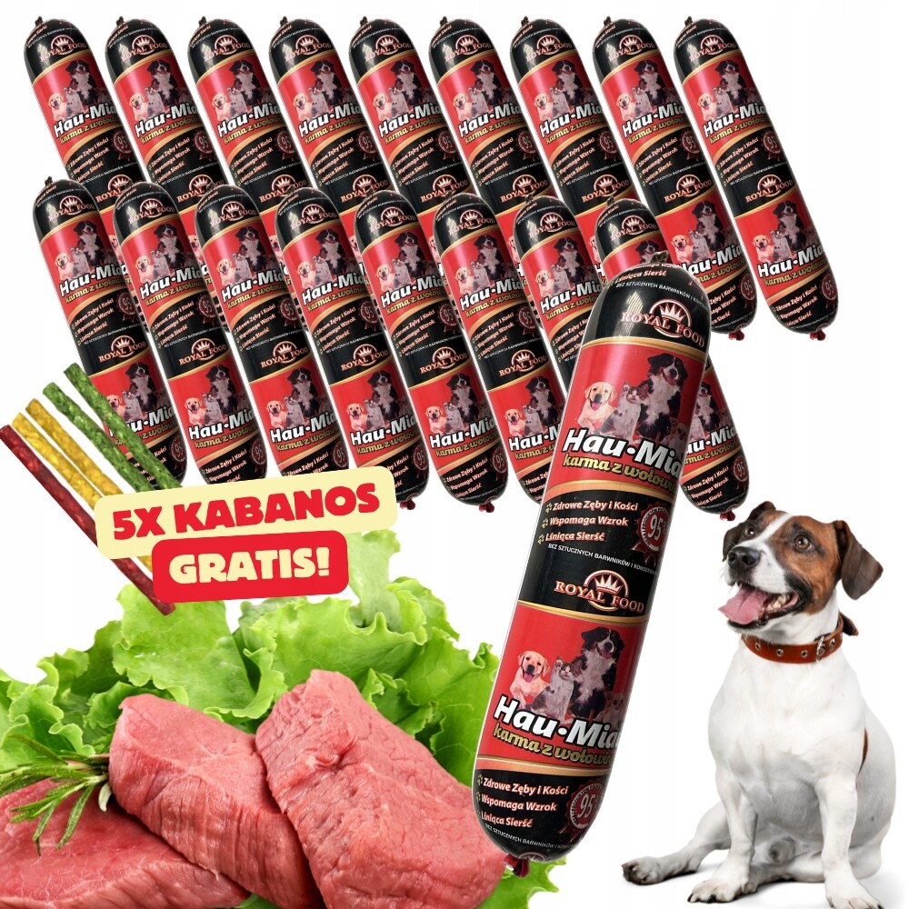 Vlhké Krmivo pro psa Hovězí tyčinka 95% hovězího masa 900g 18 kusů dárek