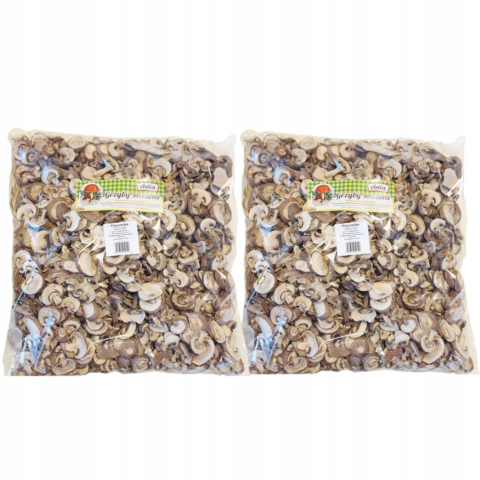 Žampiony sušené krájené sušené žampiony 1 kg 2x500g Polsko