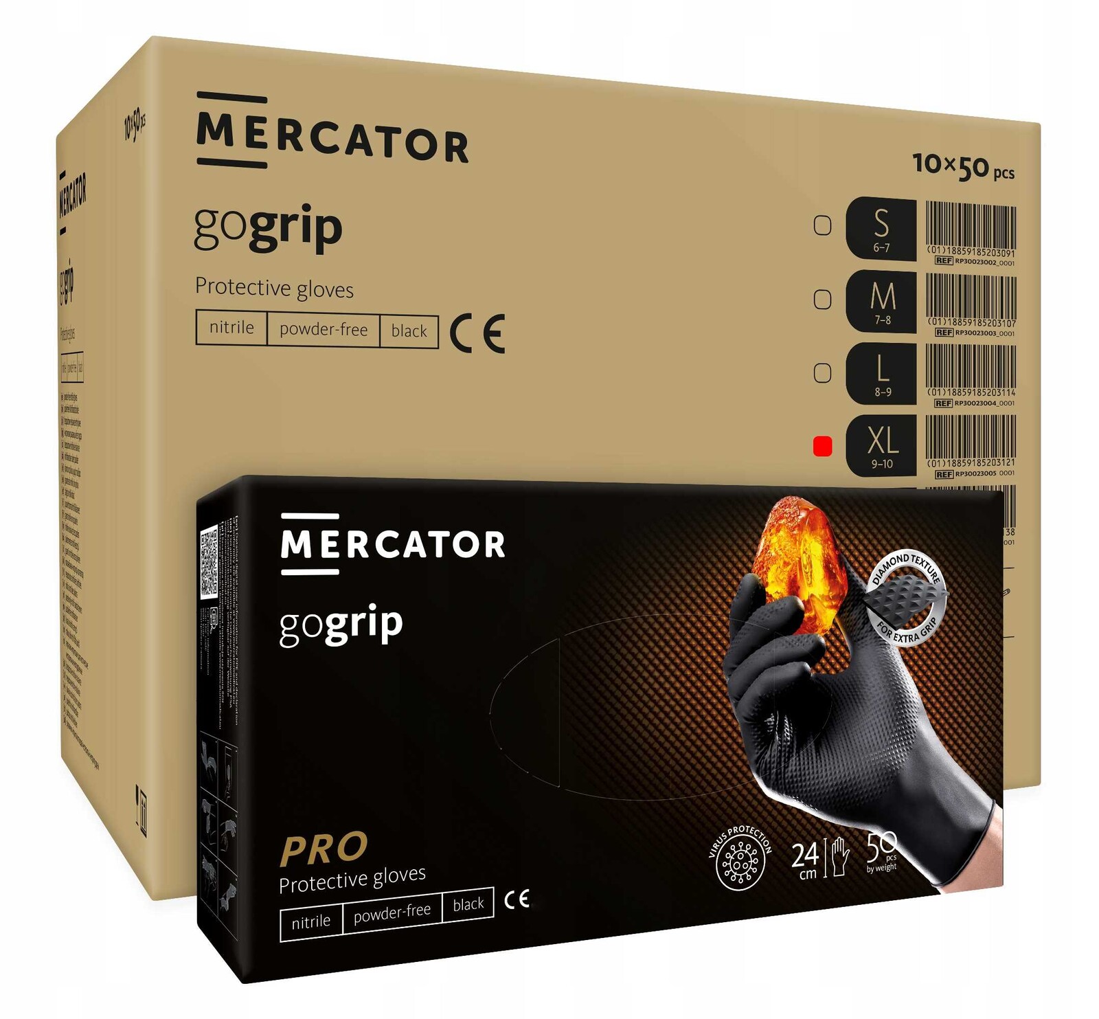 Nitrilové rukavice 50 ks 10-XL Gogrip Black 10 ks