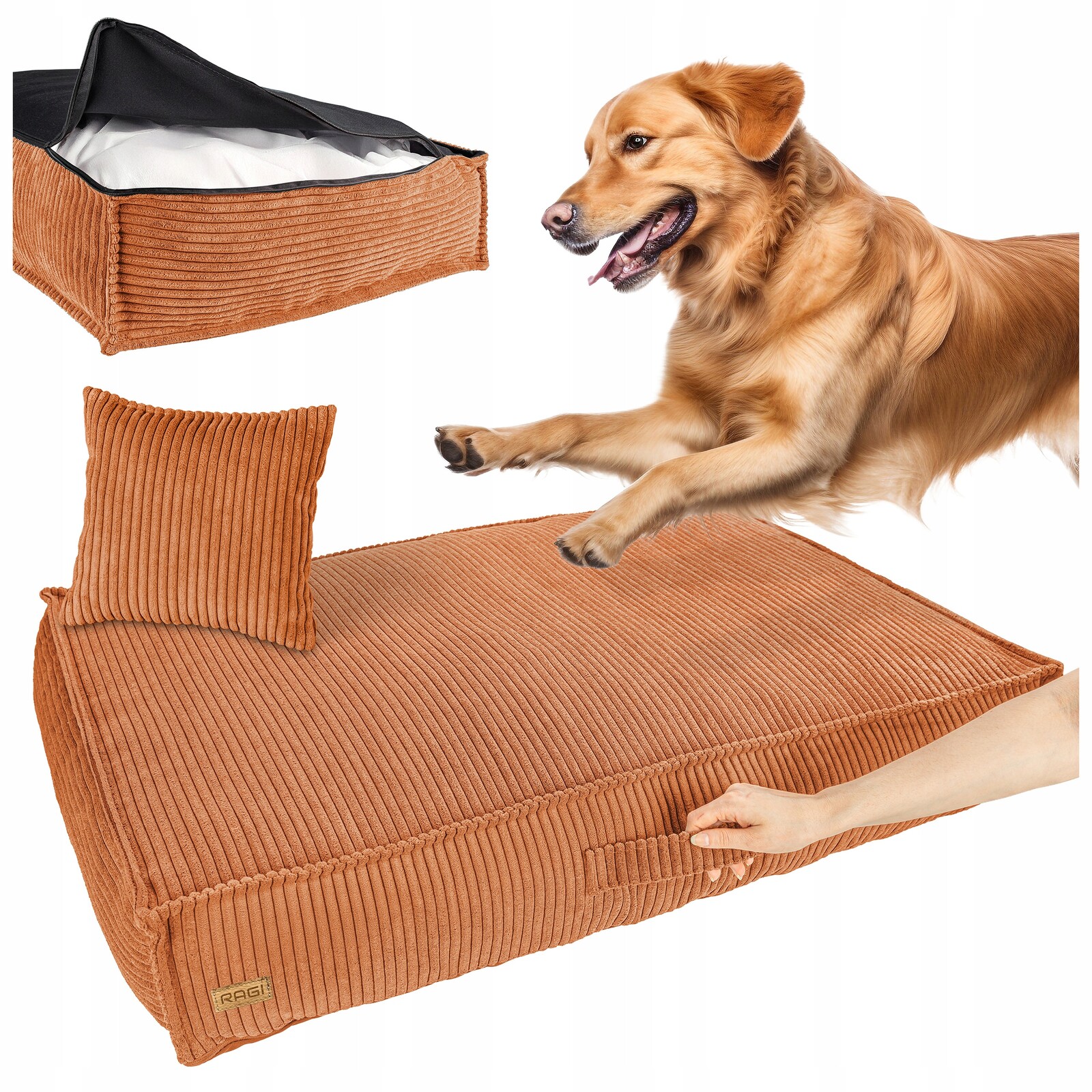 Pelíšek pro psa Postel Matrace Potah pro psa Oranžová XL 100 x 70 cm