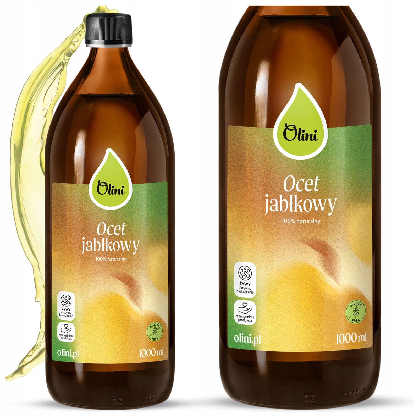 Jablečný ocet Olini 1 litr nefiltrovaný, pro diabetiky, z polské jablek