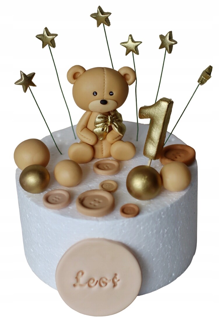 Sada Medvídek Mini Zlatý s doplňky Figurka z cukrové hmoty na dort