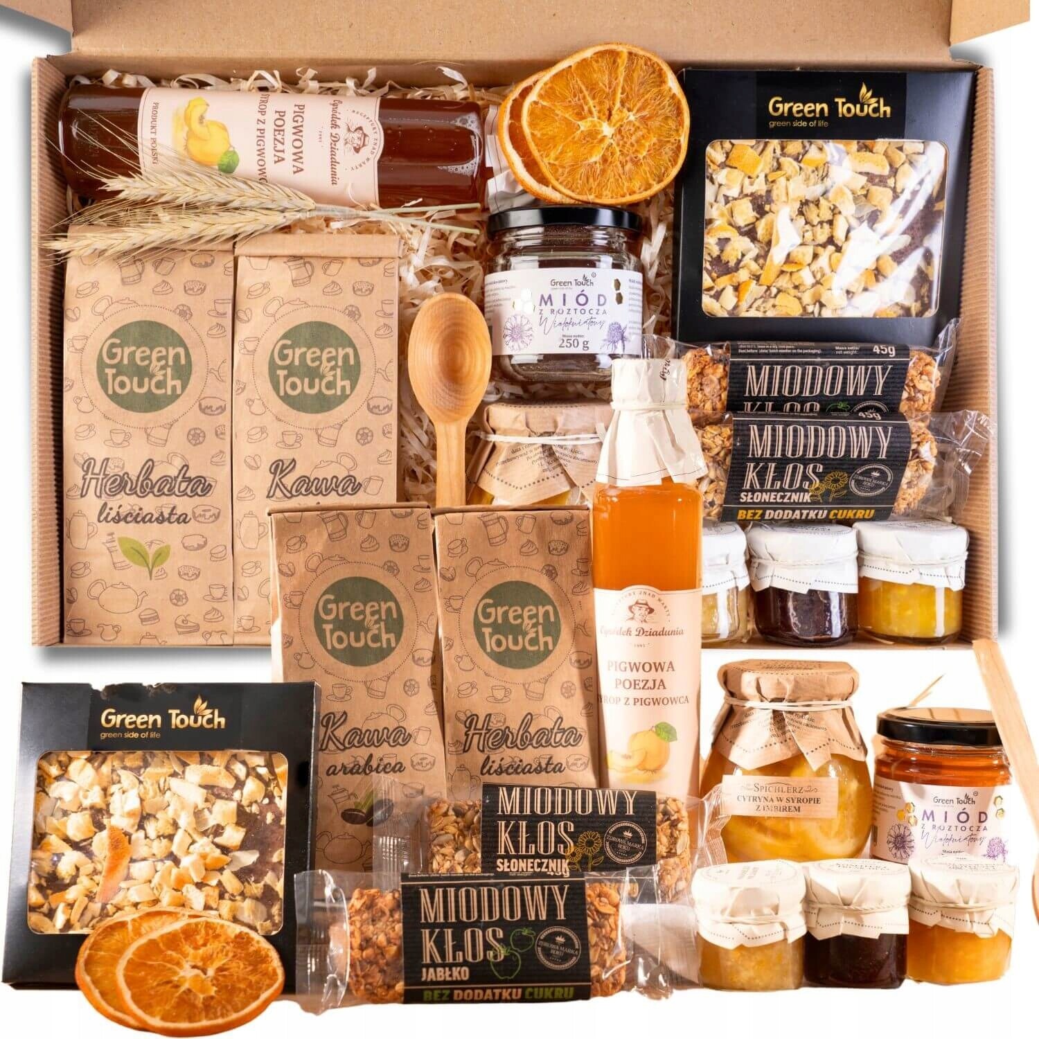 Dárková Sada Velký Koš Box Polský Čaj Káva Med Citronový Sirup