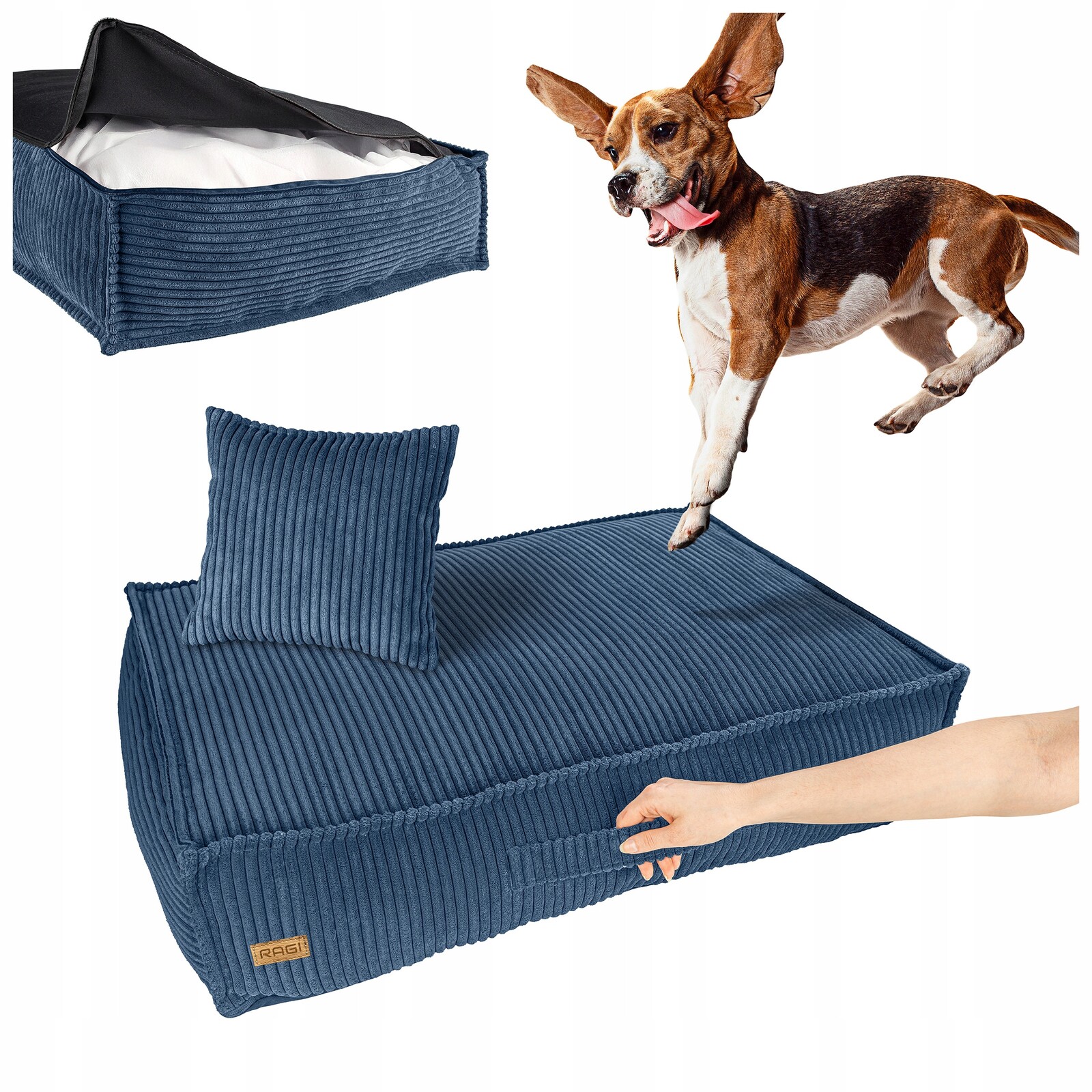 Pelíšek pro psa Postel Matrace Potah pro psa Modrá L 80 x 60 cm