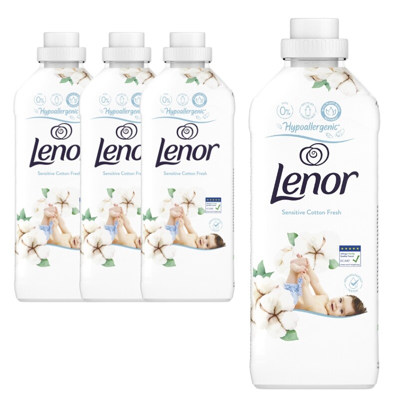 4x tekutá aviváž Lenor Sensitive Cotton Fresh 925 ml Set