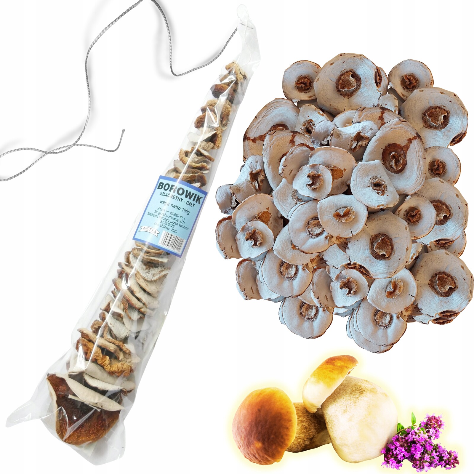 Hříbky Sušené houby sušené na niti věnec Nitka Bílá Extra 100 g