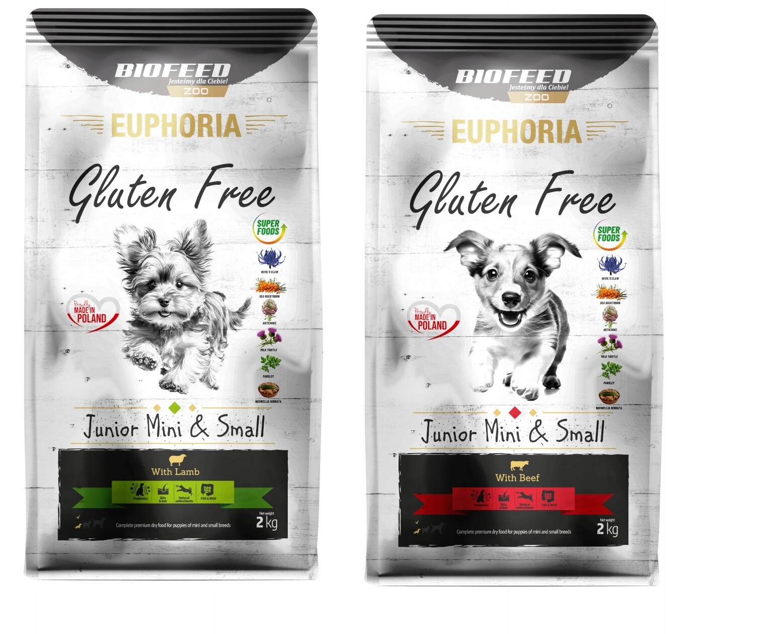 Biofeed Euphoria Junior mini malé jehněčí maso 2 kg hovězí maso 2 kg štěňata