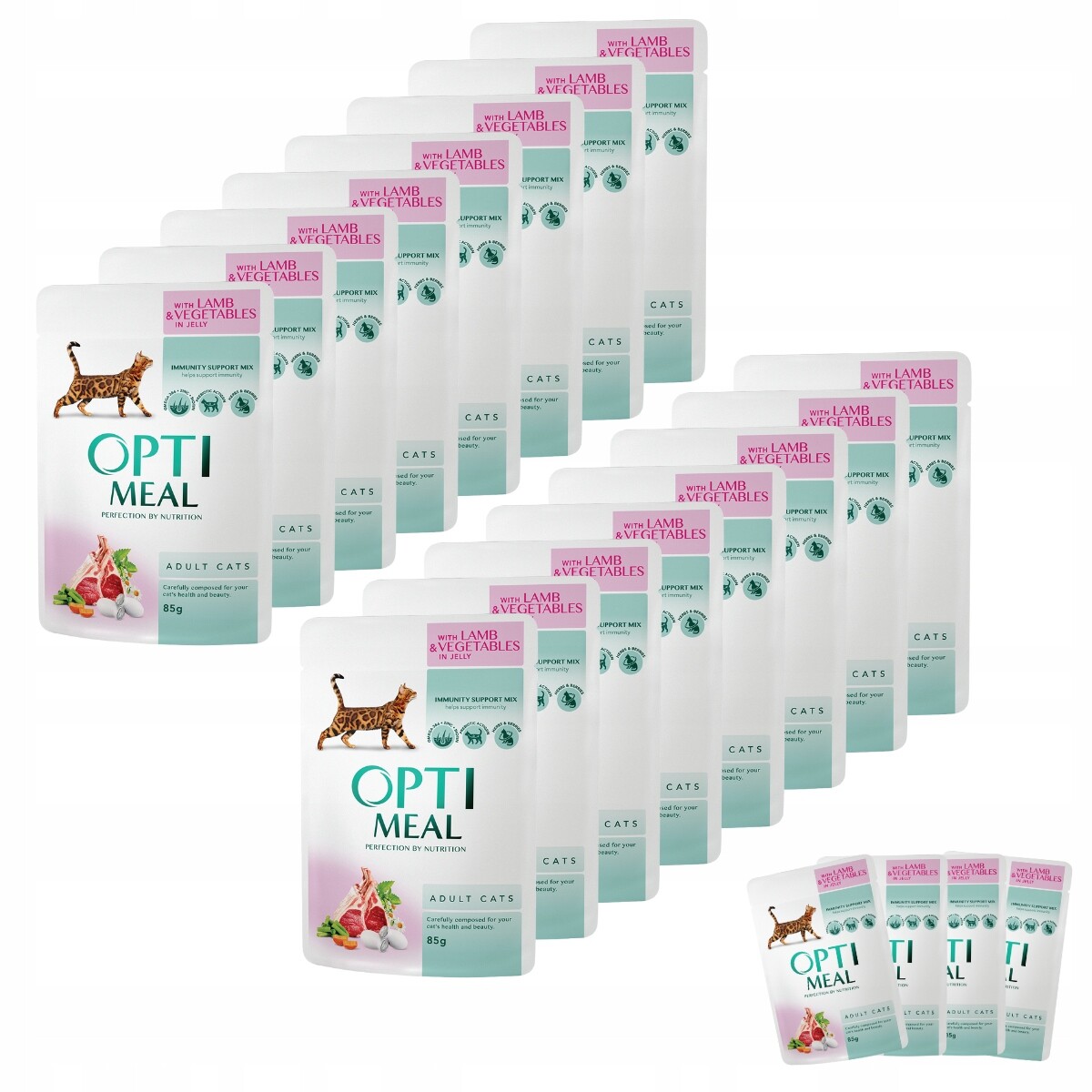 Mokré krmivo pro kočky jehněčí a zelenina 36+12-85 g Optimeal Premium
