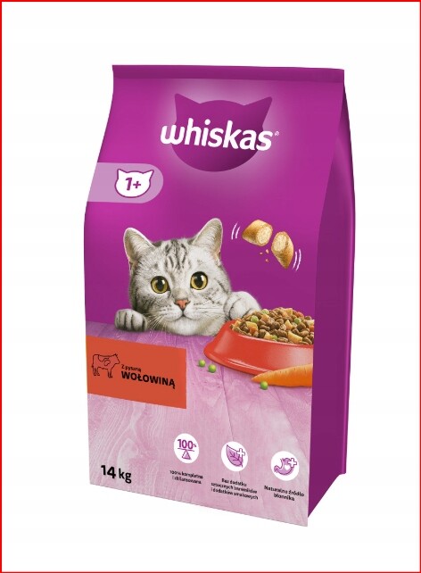 Suché Krmivo Whiskas Adult S Lahodným Hovězím Masem 14 Kg