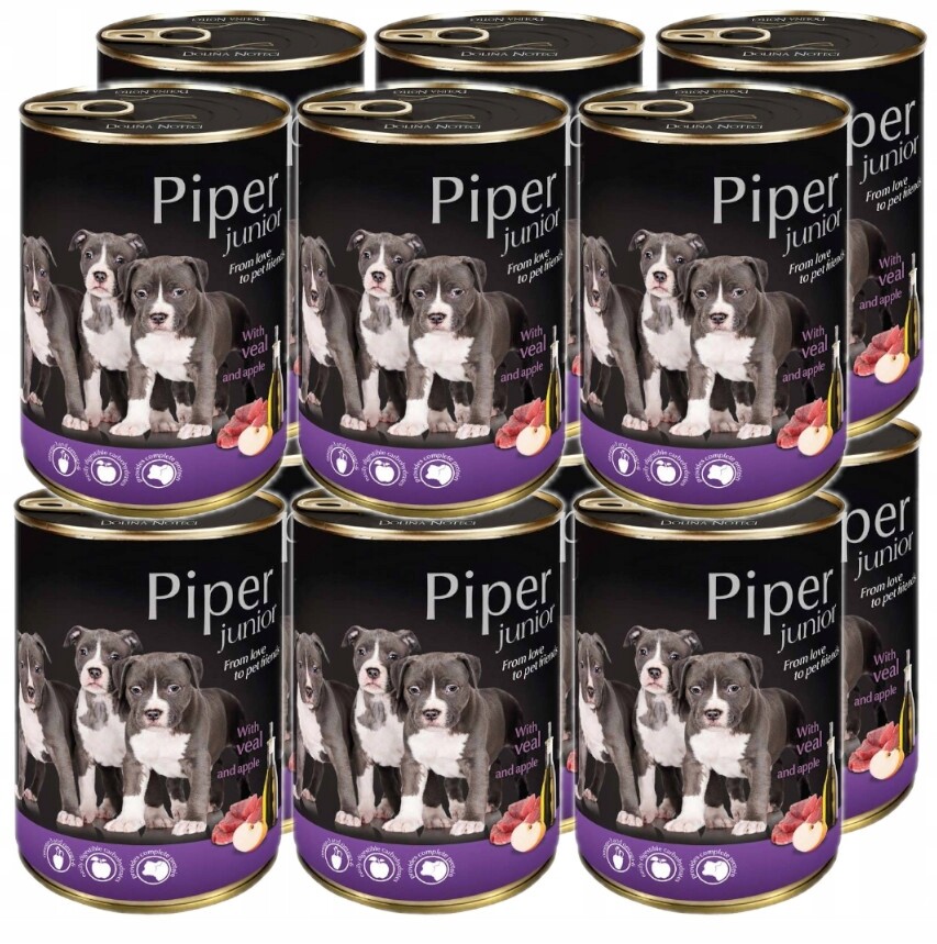 Vlhké krmivo pro psy Dolina Noteci Piper junior Telecí maso s jablkem 12x400 g