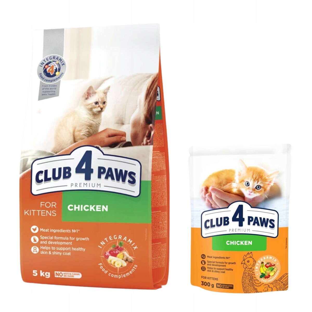 Suché krmivo pro koťata s kuřecím masem Club 4 Paws 5 kg 300 g