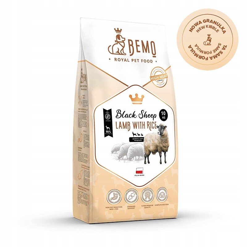 Bemo Black Sheep Jehněčí s rýží S/m 10 kg krmivo pro psy