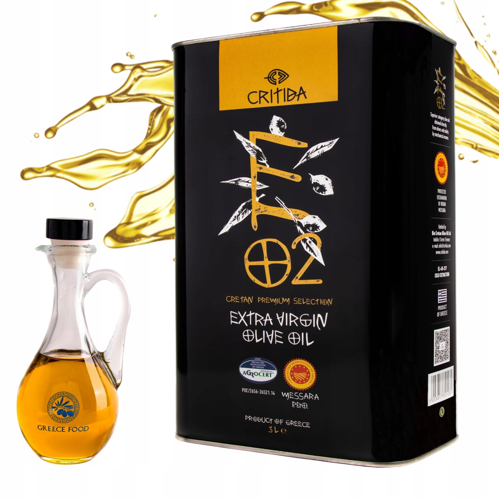 Řecký olivový olej Premium 3L, láhev Bonus Koroneiki Critida