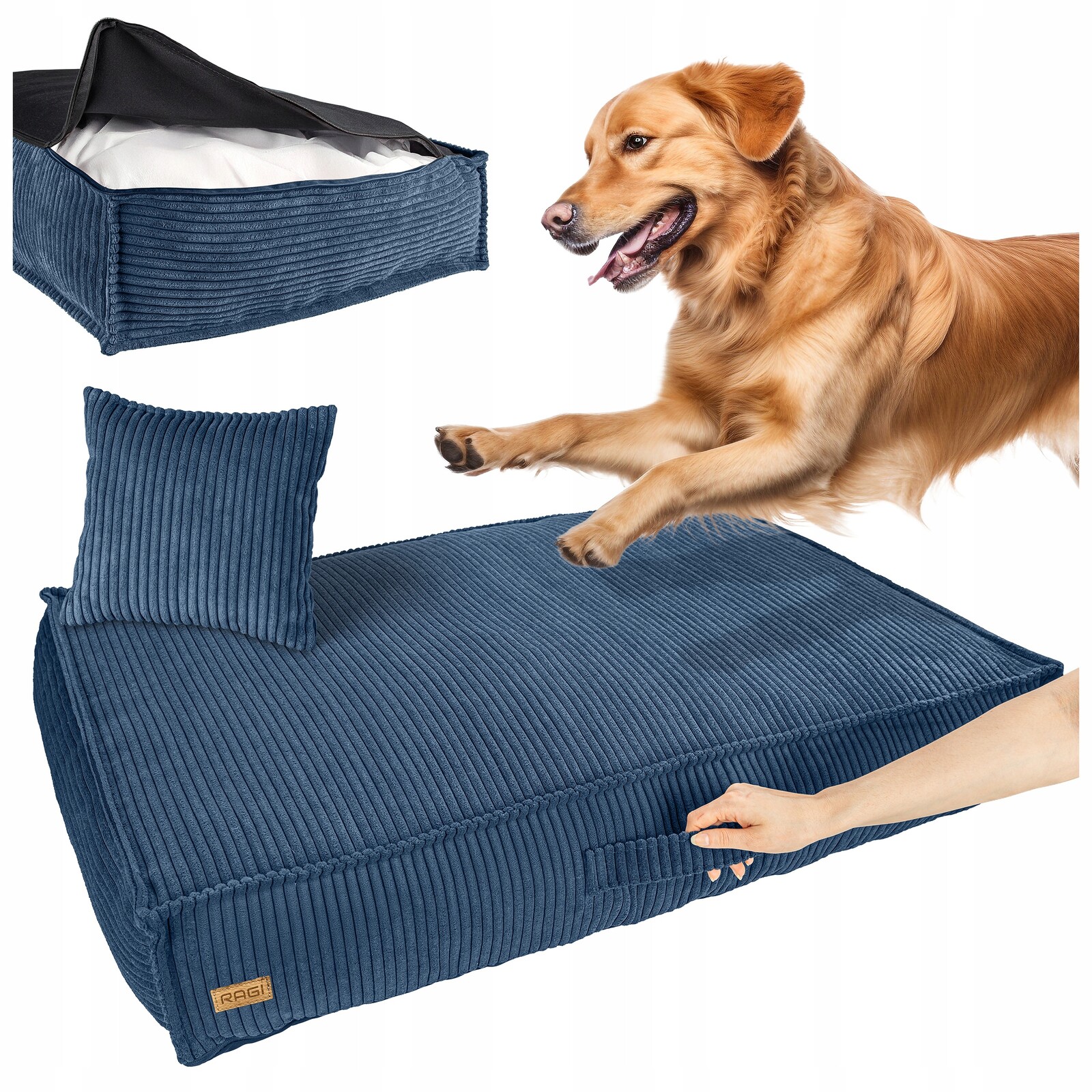 Pelíšek pro psa Postel Matrace Potah pro psa Modrá XL 100 x 70 cm