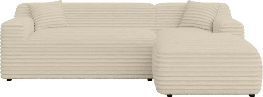 Béžová manšestrová rohová pohovka (pravý roh/s lenoškou) Martin – Ropez