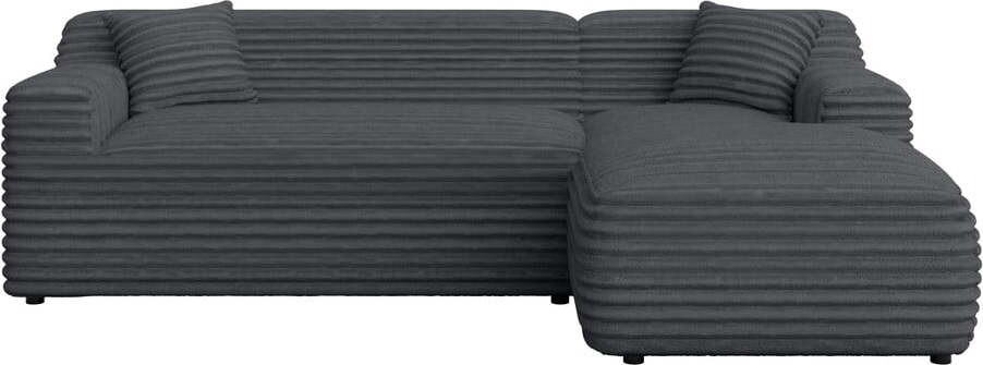 Tmavě šedá manšestrová rohová pohovka (pravý roh/s lenoškou) Martin – Ropez