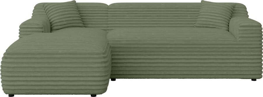 Zelená manšestrová rohová pohovka (levý roh/s lenoškou) Martin – Ropez