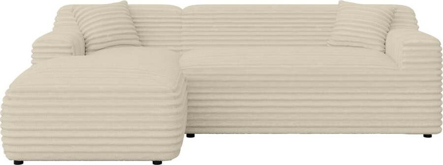 Béžová manšestrová rohová pohovka (levý roh/s lenoškou) Martin – Ropez