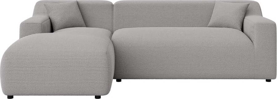 Světle šedá manšestrová rohová pohovka (levý roh/s lenoškou) Martin – Ropez