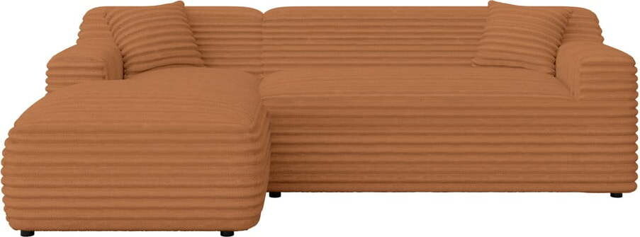 Manšestrová rohová pohovka v terakotové barvě (levý roh/s lenoškou) Martin – Ropez