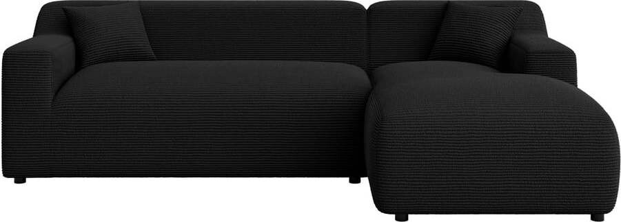 Černá manšestrová rohová pohovka (pravý roh/s lenoškou) Martin – Ropez