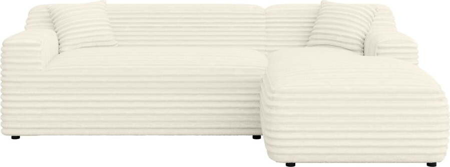 Krémová manšestrová rohová pohovka (pravý roh/s lenoškou) Martin – Ropez