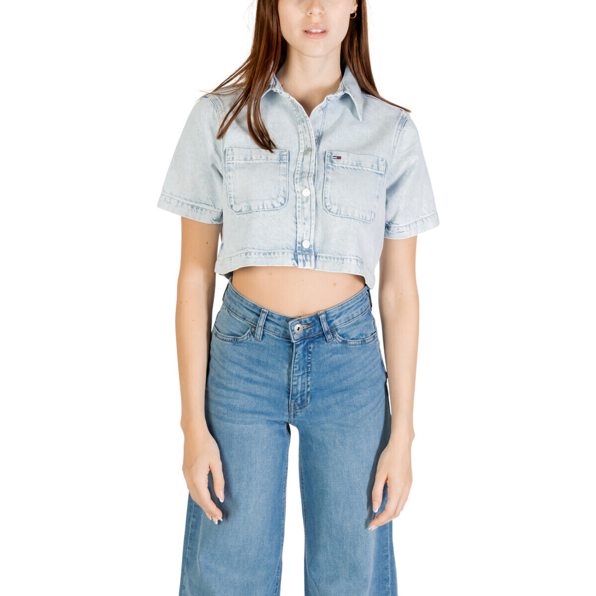 Tommy Hilfiger  CROPPED SS SHIRT CI6 DW0DW21072  Modrá