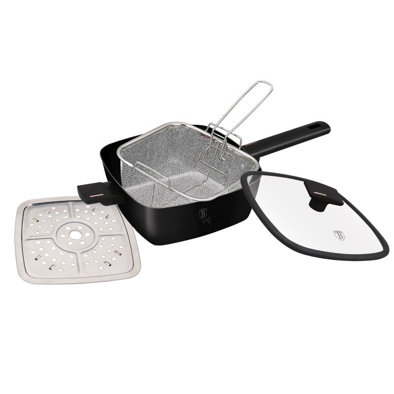 BERLINGERHAUS Pánev čtvercová s napařovačem a košíkem 24x24x9 cm s titanovým povrchem Monaco Collection BH-8279