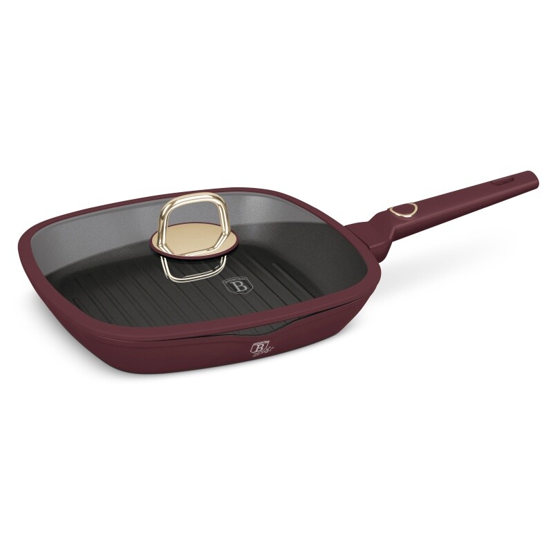 BERLINGERHAUS Pánev grilovací s titanovým povrchem a poklicí 28 cm Leonardo Collection BH-8037