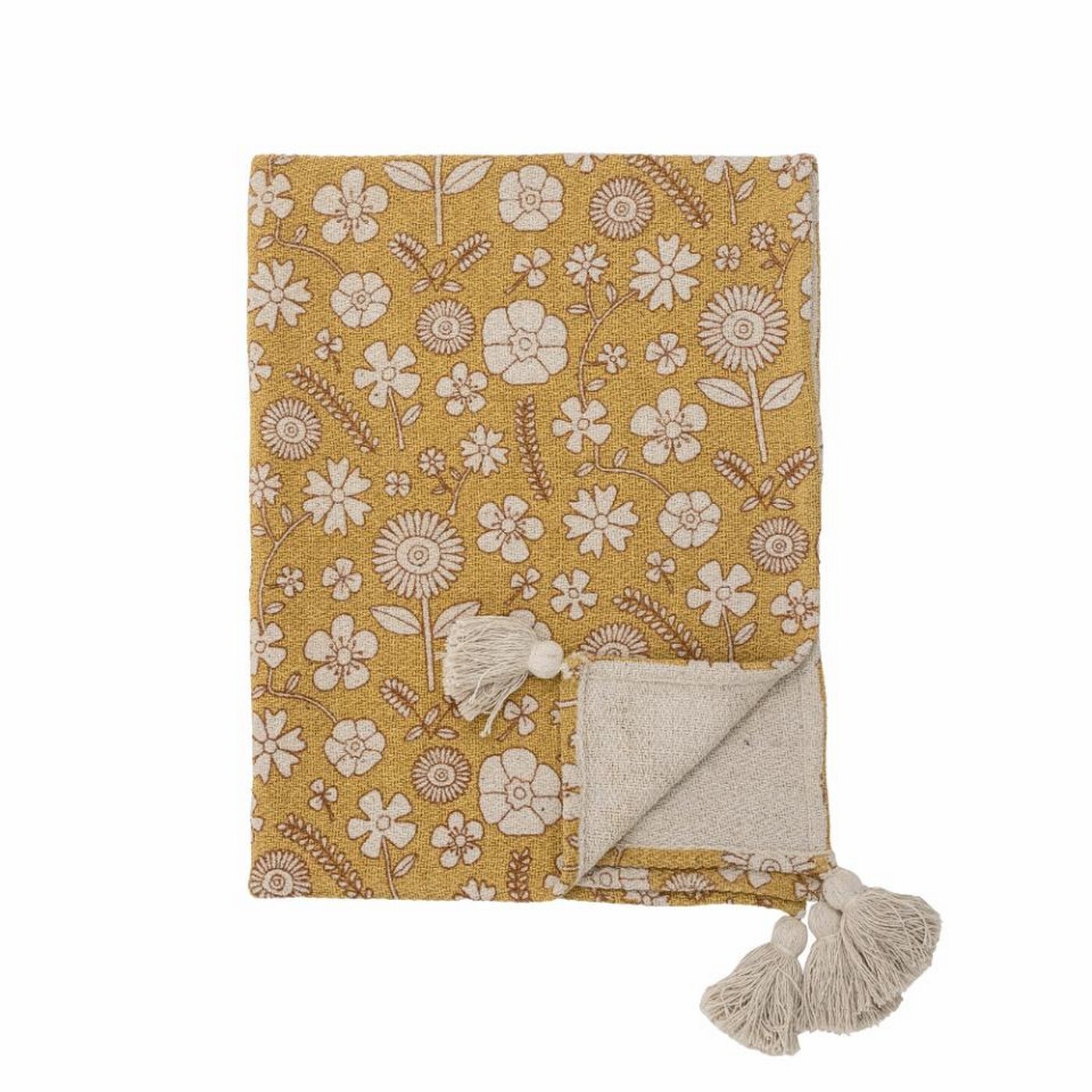 Přehoz z recyklované bavlny 100x80 cm CAMILLE Bloomingville - žlutý